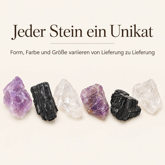 Wassersteine „Schutz" Mischung | Schörl + Amethyst + Bergkristall – jeder Stein ein Unikat