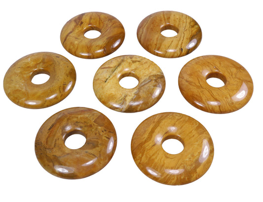 Jasper, yellow donut | 30 mm pendant + cotton cord