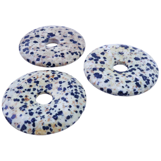 Dalmatian Stone (Aplit) Donut | 40 mm Pendant + Cotton Cord