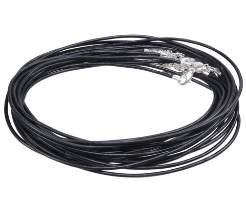 Leather cord with lobster clasp 50 cm, black